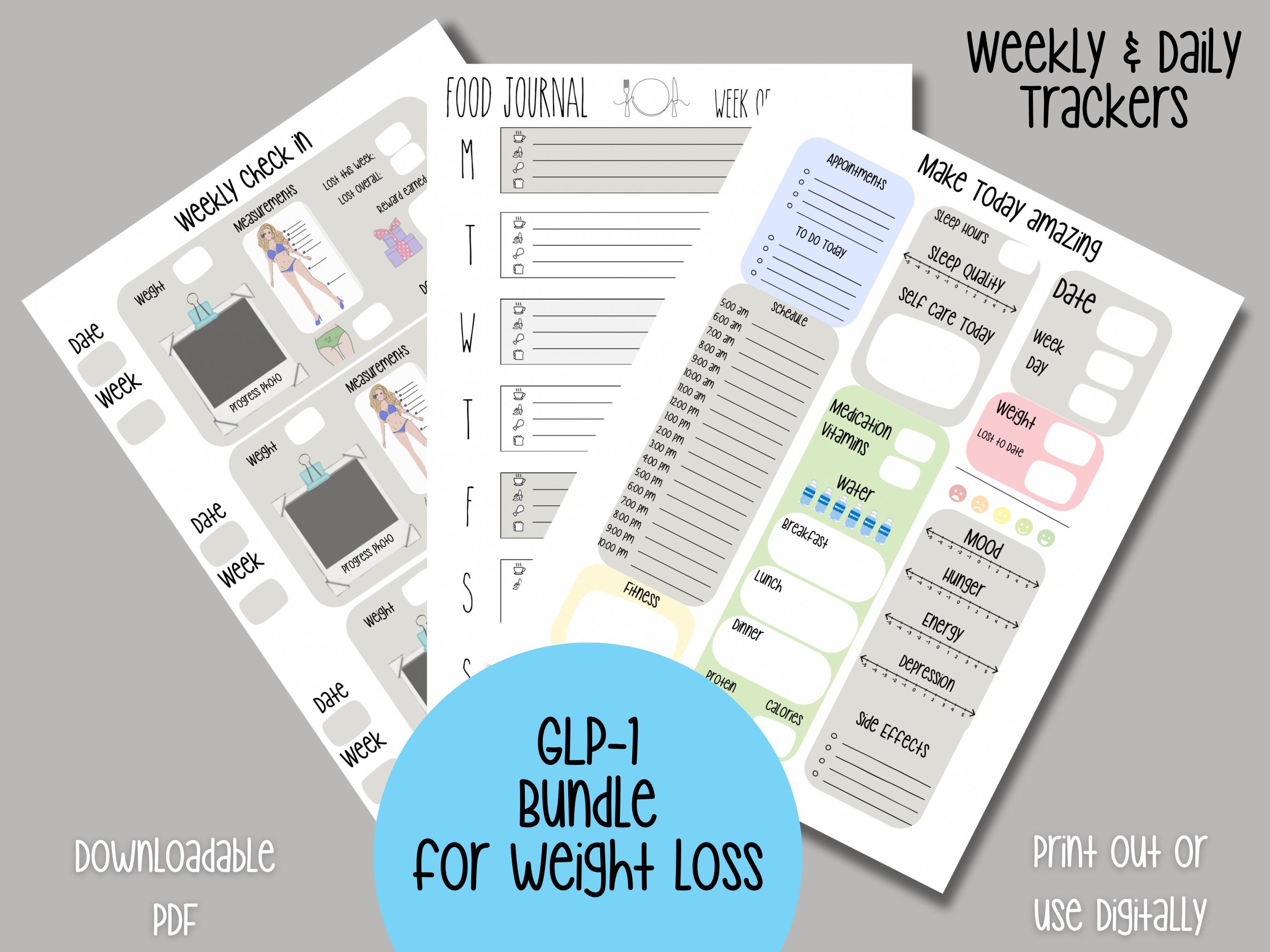 GLP-1 Weight Loss Tracker Bundle: Daily & Weekly Forms (digital PDF) - Etsy