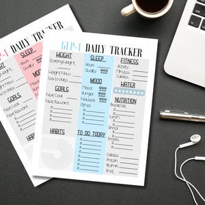 GLP-1 Printable for Weight Loss, Meal, Side Effect Tracking | Printable | Log Meals, Weight, Fitness, Sleep, Hunger, Mood, Water, shot, etc.