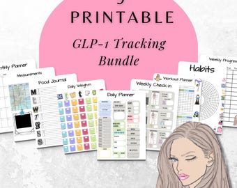 Printable GLP-1 Weight Loss Tracker Bundle: Daily, Weekly, Monthly (PDF Download)
