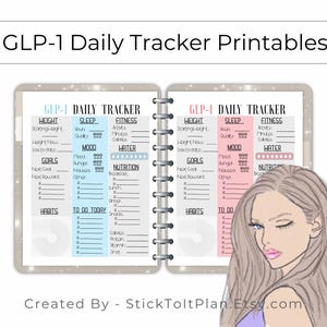 GLP-1 Printable for Weight Loss, Meal, Side Effect Tracking | Printable | Log Meals, Weight, Fitness, Sleep, Hunger, Mood, Water, shot, etc.
