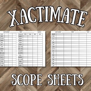 Xactimate Scope Sheets-  For Home or Fire Insurnace Adjusters.  Damage Tracking Worksheets.  Small and Large Losses  (Digital PDF)