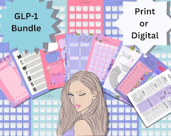 GLP-1 Weight Loss Planner Bundle: Daily, Weekly, Monthly Tracker (Instant Download)