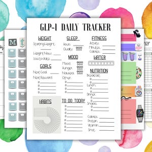 GLP-1 Planner Kit for Weight Loss Tracking  |  Daily and Monthly Pages  |  Digital or Printable PDFs  |  Motivational Weight Loss Tracker