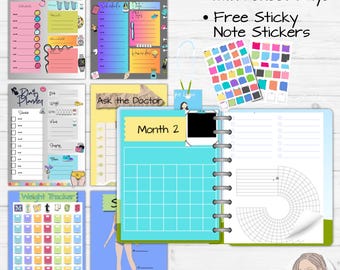 Girly GLP-1 Digital Planner: Weight Loss, Meals, Fitness (Digital Download)