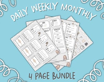 GLP-1 Tracker Bundle of 4 Pages: Daily, Weekly, Monthly, Measurements…  (PDF Download)   Printable + Digital Use