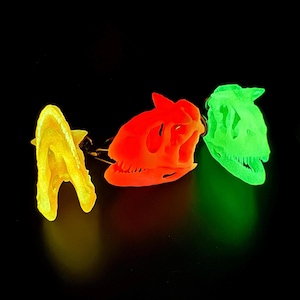 Carnotaurus | Glow in the Dark | Resin Keychain Skull Replica | Bright Bones