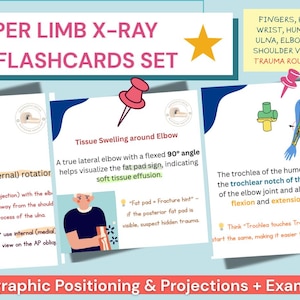 Flashcards radiographiques des membres supérieurs | Positionnement et projections radiologiques | ARRT et guide d'étude de l'étudiant | Cartes anatomiques imprimables PDF