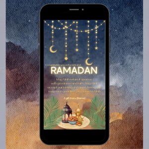 Cartão de Saudação Ramadan Personalizado | Cartão Digital Ramadan Mubarak Personalizado | Presente de Feriado Islâmico | Celebração de Eid e Ramadan
