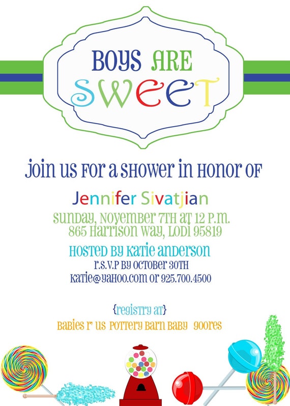 Items similar to Candy Themed Baby Shower Invitation ...