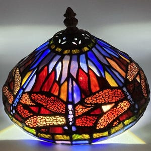 20 cm vintage Tiffany-stil lampskärm i målat glas trollslända ersättning