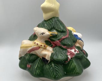 Alleen vintage koekjestrommel / voor Gibson-kerstboom uit 2001: 10" keramische engel