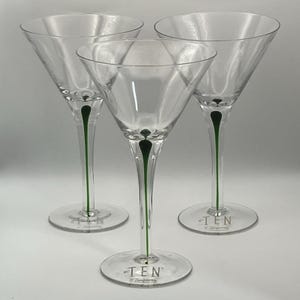 3 Tanqueray Gin Green Filament Martini Glas mit langem Stiel / Bar 6,75 &quot;Nr. TEN London