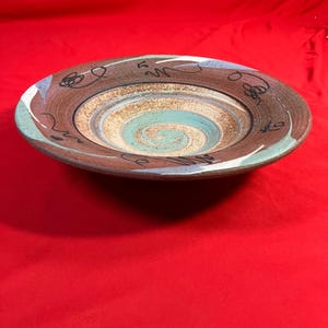 Cuenco vintage de cerámica Cunningham de 29,5 x 5,7 cm, con espirales abstractas, firmado, década de 1990