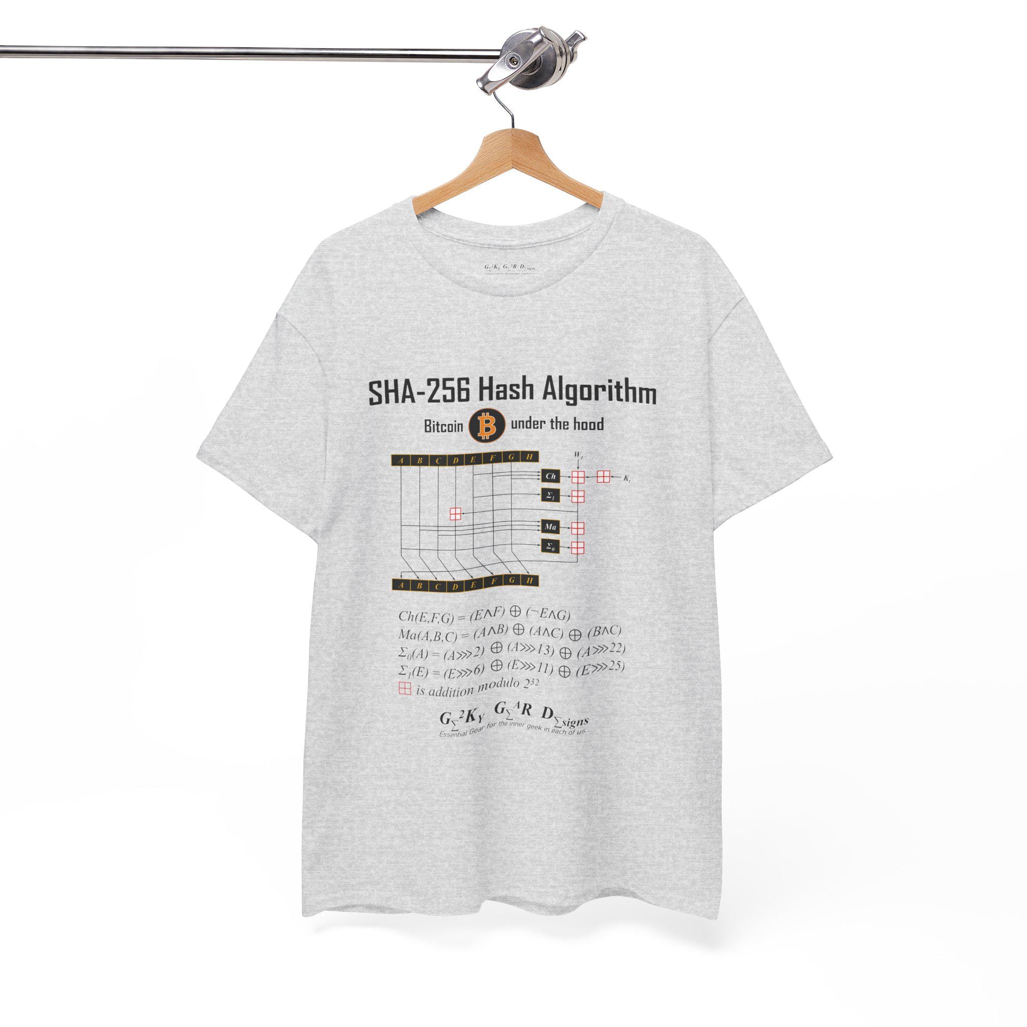 SHA-256ハッシュアルゴリズムTシャツ、ビットコイン暗号デザイン