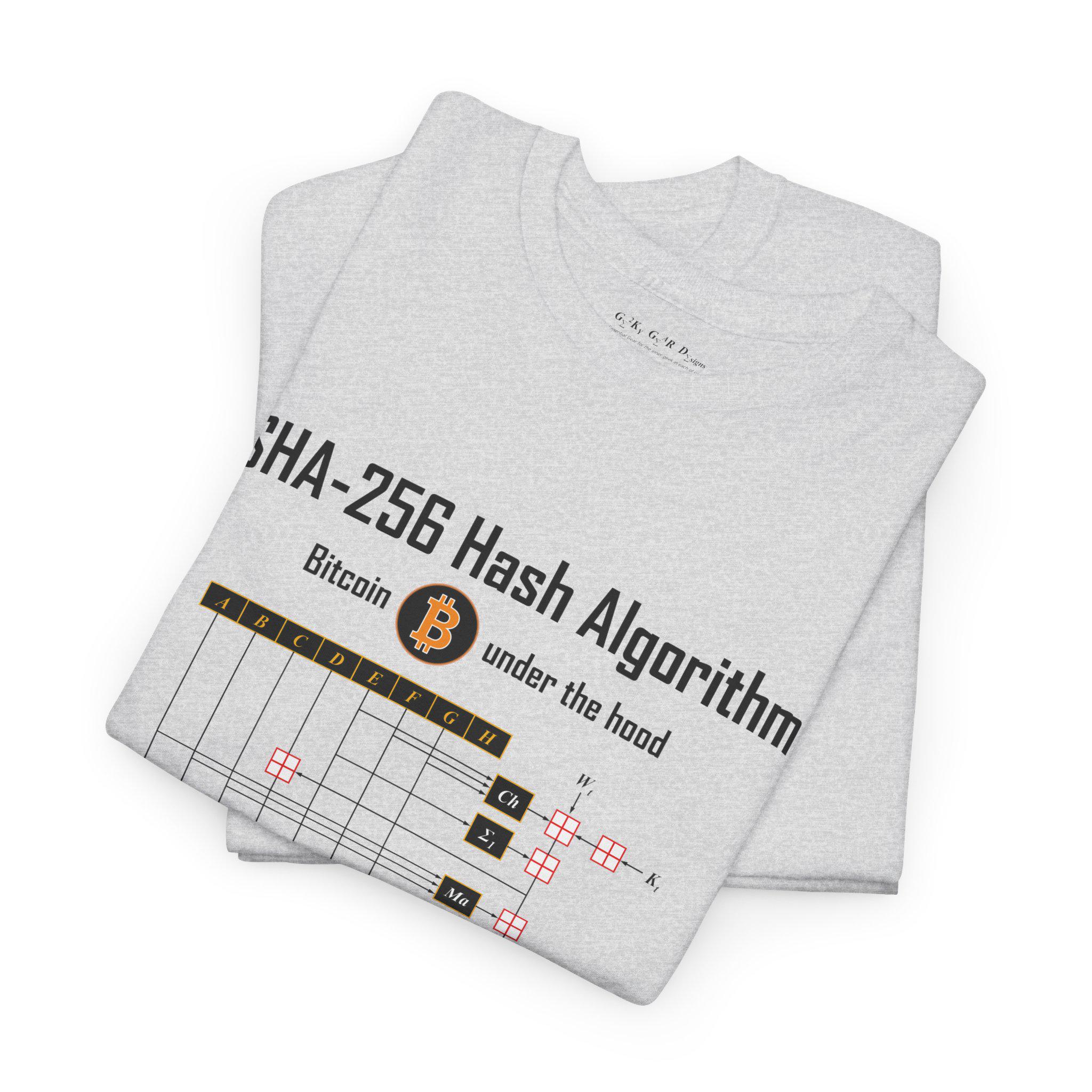 SHA-256ハッシュアルゴリズムTシャツ、ビットコイン暗号デザイン