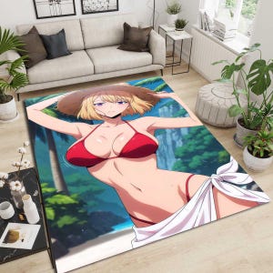 Anime Teppich, Anime Mädchen Teppich, Anime Beach Girl Teppich, Anime Mädchen Teppich, Aesthetischer Teppich, Wunderschöner Mädchen Teppich, 6x9 Teppich