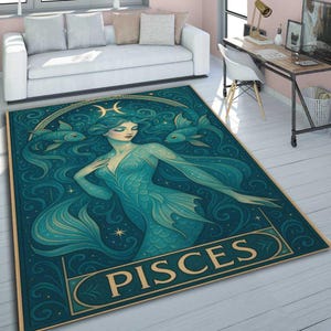 Horoscoop tapijt vissen, sterrenbeeld sterrenbeeld vissen, decor tapijt astrologie, mystic sterrenbeeld tapijt, sterrenbeeld tapijt, tapijt horoscoop decor, tapijt mystiek vloerkleed, vissen
