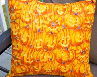 Halloween Pumpkin Pillow cover, Decorative Toss Pillow, Accent Pillow, Throw Pillow, Pillowcase, Jack-o-Lantern -  Fits 14x14 inch form