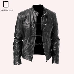 New Fashion Motorcycle Leather Jacket For Men&#39;s, Genuine Sheepskin Leather Jacket, Best Gift For Him