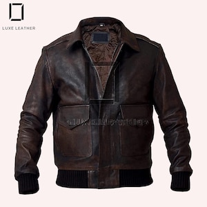 Nouveau blouson en cuir militaire aviateur pilote A2 marron pour homme, peau de mouton véritable, veste vintage, meilleur cadeau pour lui