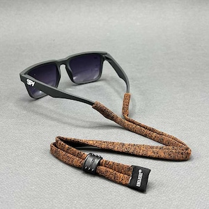 Correa para gafas de sol / Sujeción para gafas de sol / Correa para gafas de sol / Ajustable y elástica / Algodón marrón militar