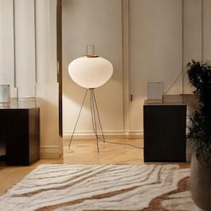 Lampadaire japonais Noguchi Akari en papier de riz | Lampe de bureau élégante et décoration de chambre unique, cadeau parfait pour elle