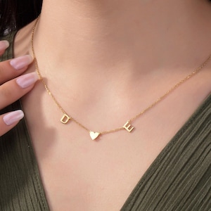Collar con letras personalizado para mujer, collar con nombre en oro de 14 quilates, collar de plata con inicial familiar para mamá, regalos personalizados, regalo para el Día de la Madre