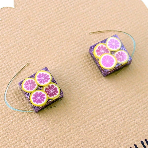 Grapefruit Earrings // Grapefruit Studs // Citrus Studs // Citrus Earrings // Fruit Jewelry // Fruit Earrings // Stainless Steel