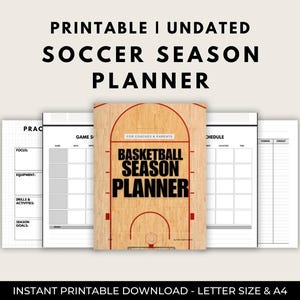 Basketball Team Planner | Printable Coach Organizer, Game Schedule, Roster, Practice & Stats Tracker