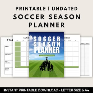 Soccer Team Planner | Printable Coach Organizer, Game Schedule, Roster, Practice & Stats Tracker