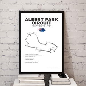 Affiche du circuit d'Albert Park | Carte du circuit du Grand Prix F1 d'Australie | Décoration murale course de Melbourne | Cadeau pour fan de Formule 1 | Décoration sport automobile | F1