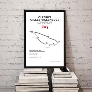 Impression de la carte du circuit du Grand Prix du Canada - Affiche du circuit Gilles Villeneuve - Cadeau F1 | Décoration murale pour sport automobile | Affiche du circuit de Formule 1 | F1