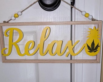 Relax Pineapple Hemp Leaf Door Hanger - Novelty Decor