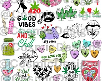 Girly 420 Cannabis Temp Tattoos Stoner Weed Theme Party Feminine