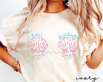 Beach Bachelorette  Bride Shirt, Mermaid Bachelorette Shirts, Coastal Bachelorette Shirts, Last Splash Bachelorette Shirts, Seashell Bra Tee