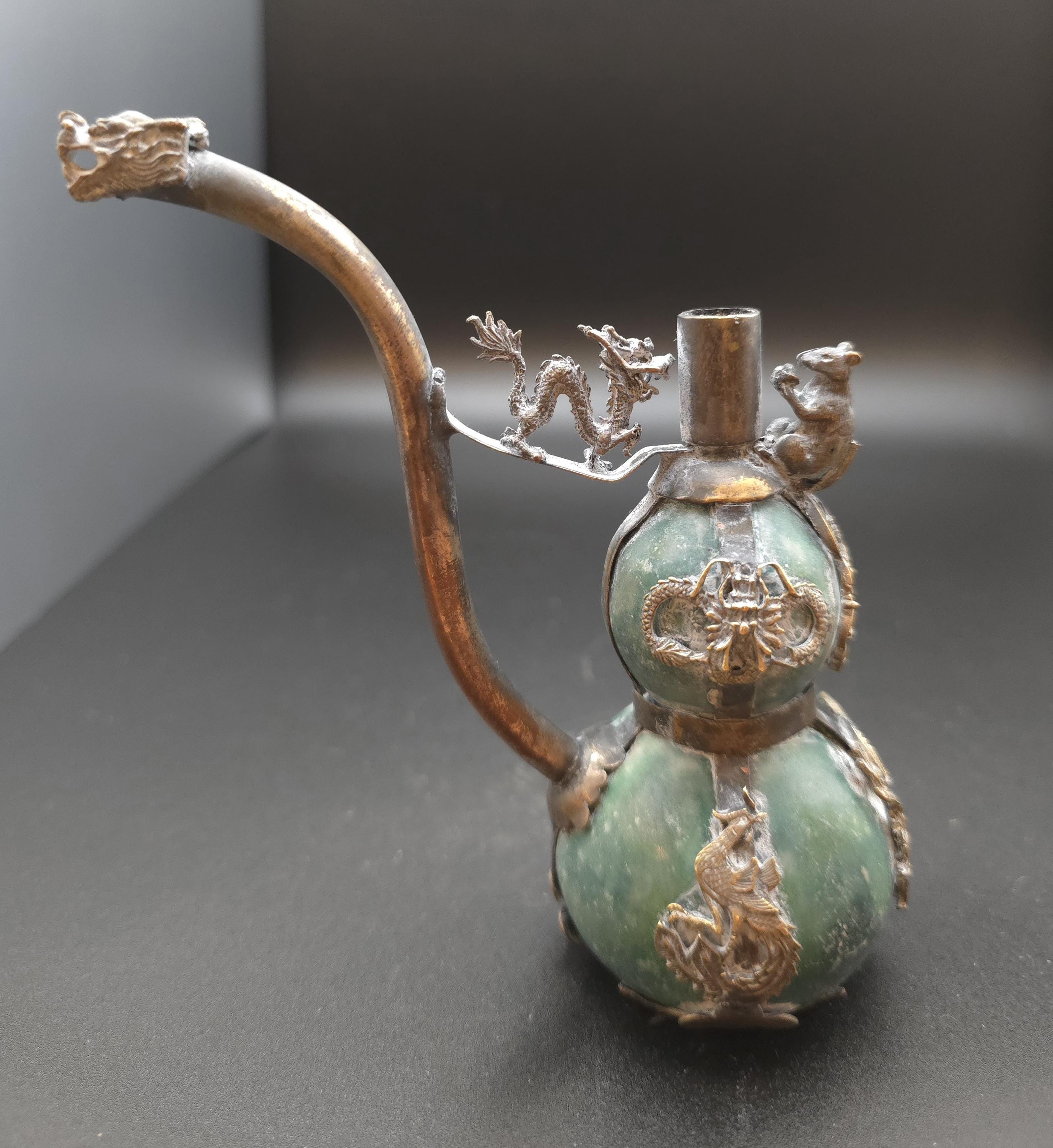 当時物　チャイナ・ブラス？　中国骨董　水パイプ？　アンティーク雑貨　銀色　レア Yahoo!オークション -「水パイプ アンティーク」の落札相場