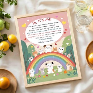 Personalisierte Regenbogen Brücke & Kunstdruck | Haustier-Memorial-Geschenk für Kinder oder Familien | Hunde Katzenverlust | Haustier Erinnerung Wanddekor