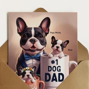 Nr. 1 Hundevater in der Galaxy ™ Karte | Lustige Frenchie Vatertag Printable | Sofortiger Download Hund Dad Karte | Niedliches Geschenk für Haustier Papa von Kind