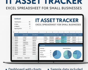 IT Asset Tracker Excel Template | Equipment Inventory Spreadsheet | Small Business IT Management Tool