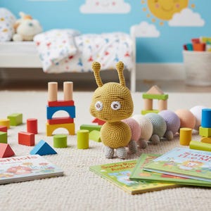 Caterpillar Amigurumi Crochet Pattern PDF – Pastel Rainbow Caterpillar, Instant Download, Easy Beginner Friendly Tutorial