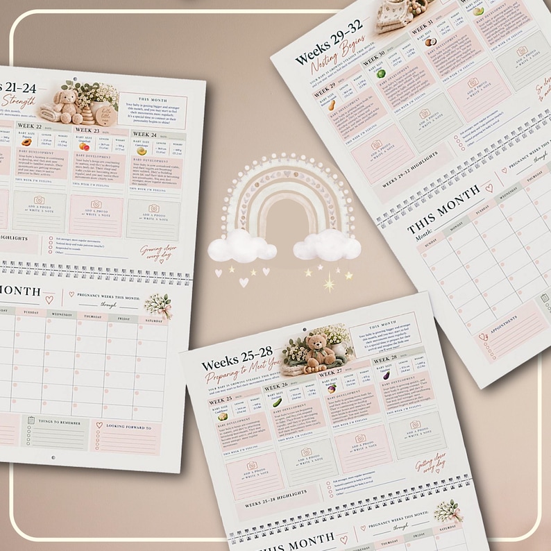 Pregnancy Calendar, 40 Week Pregnancy Journal &amp; Milestone Tracker - Etsy