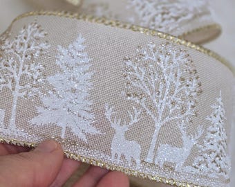 63mm Christmas Ribbon Wired Edge Tree Decoration Gift Wrap Presents Craft Glitter Luxury Xmas