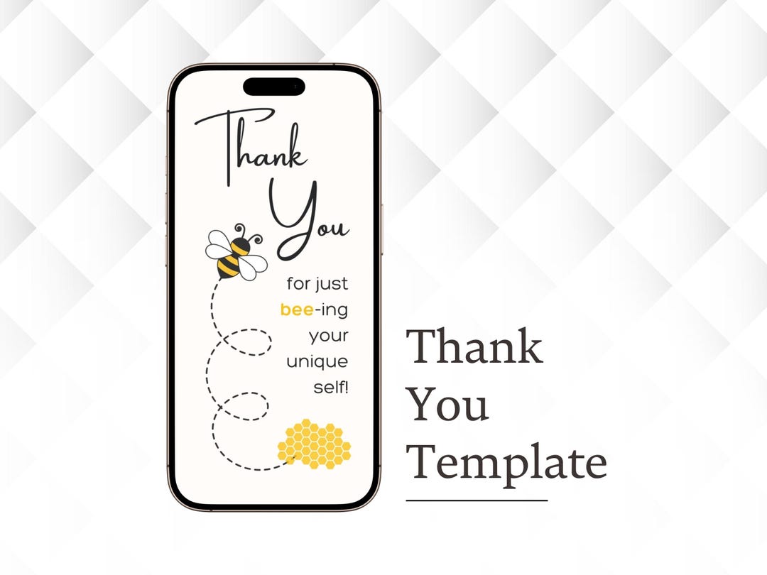 Bee Thank You Ecard | Bumble Bee Thank You Note Template | Digital ...