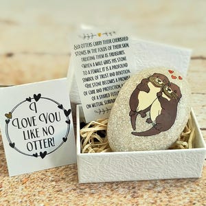 Lovely otters wedding anniversary gift for her. Personalized cute gift for husband. Love card for wife. Cute couple otters