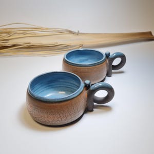 Handmade Pottery Mug: Blue & Turquoise Earthling Design
