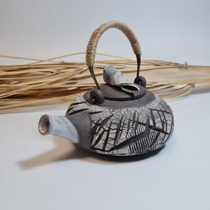 Handmade White Ceramic Teapot: Stoneware Pottery, 10oz