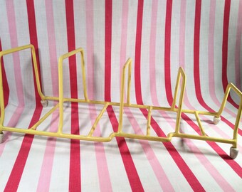 FaB Vintage Butter Yellow Rubber Coated 4 Section Dish Organizer Stand Holder