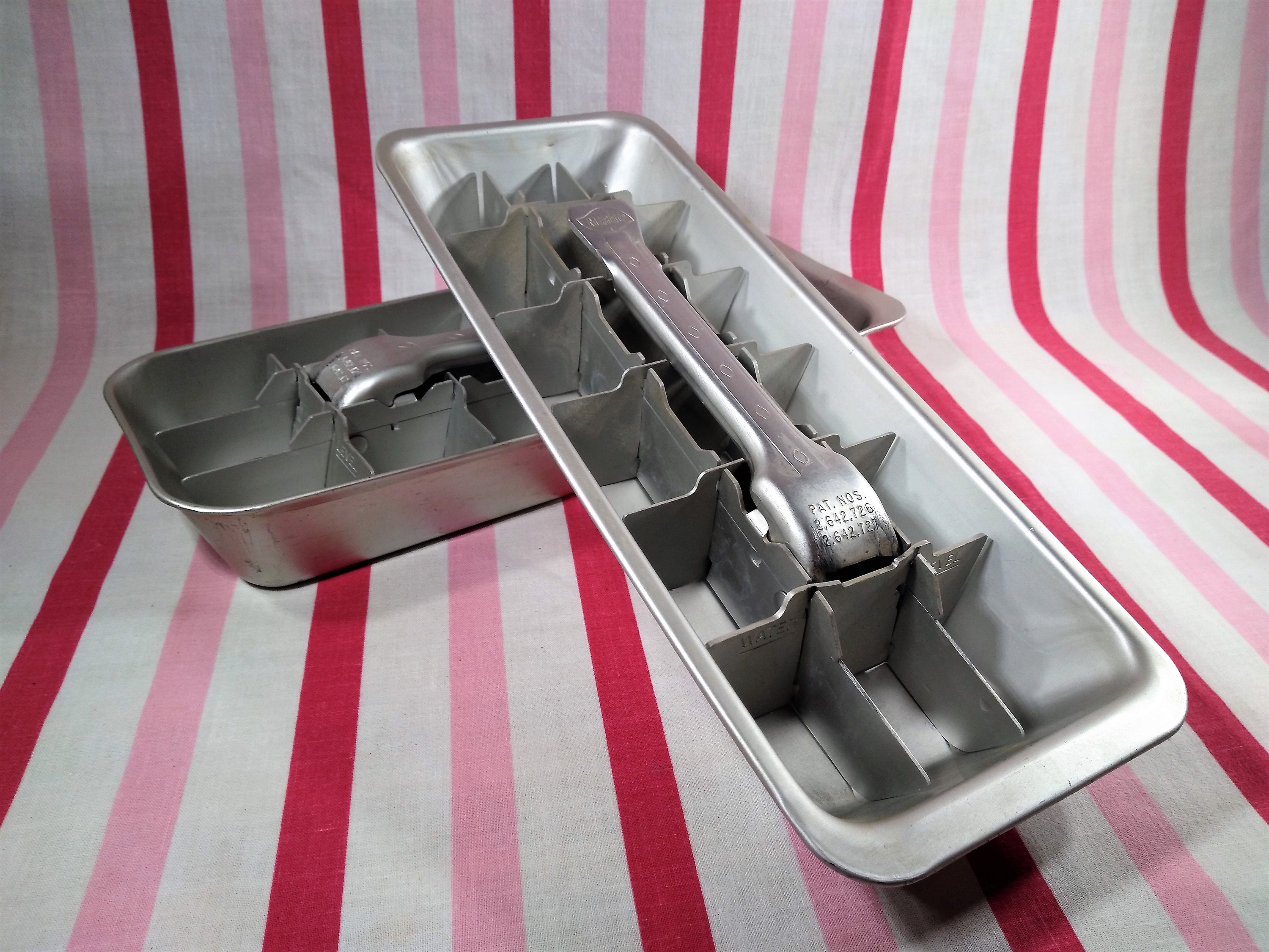 Vintage Metal Ice Trays Aluminum Cold Drinks Ice Cubes Kitchen 50s