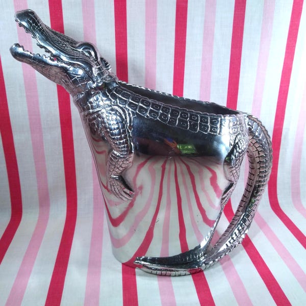 Gorgeous Alligator Pitcher by Arthur Court Designs 72oz Handmade Aluminum Gator