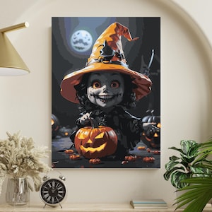 Halloween Ghost & Pumpkin Paint by Numbers Kit – Haunted House, Spooky Decor – DIY Painting Gift for Halloween Lovers